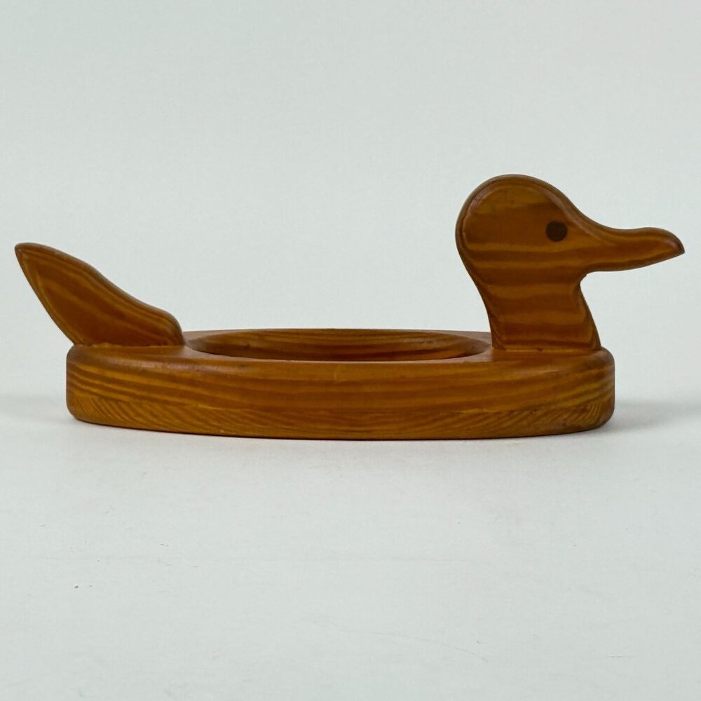 Vintage Rustic Wood Carved Duck Tray Trinket Holder 12"x5" Office Decor Vintage